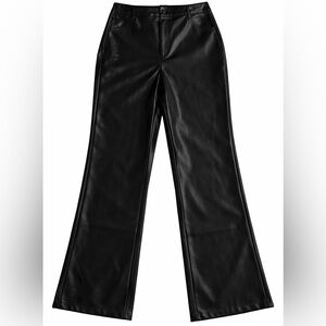 Dex Black Faux Leather Wide Leg Pants Vegan Leather High Waist 1X